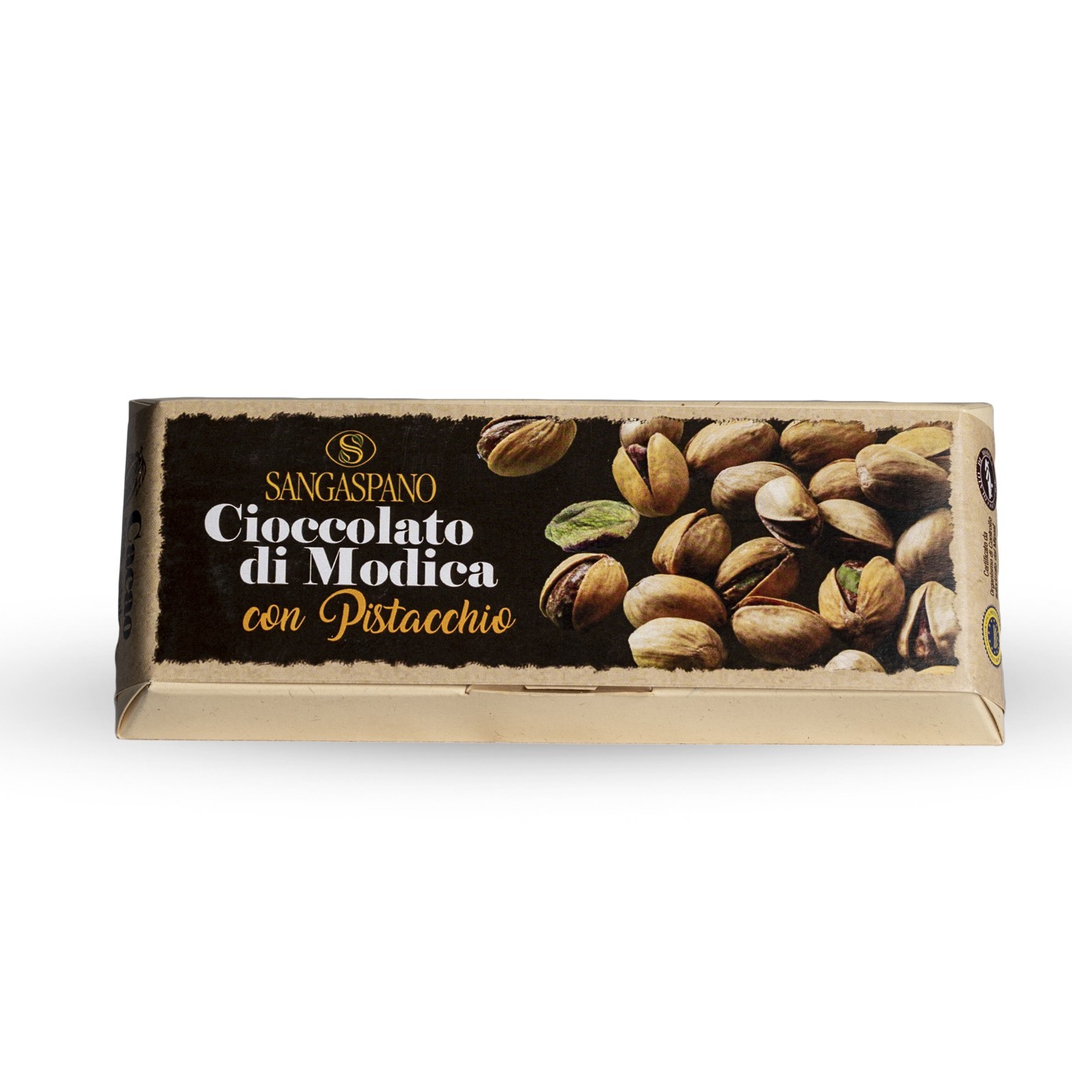 Modica chocolate with pistachio nuts
