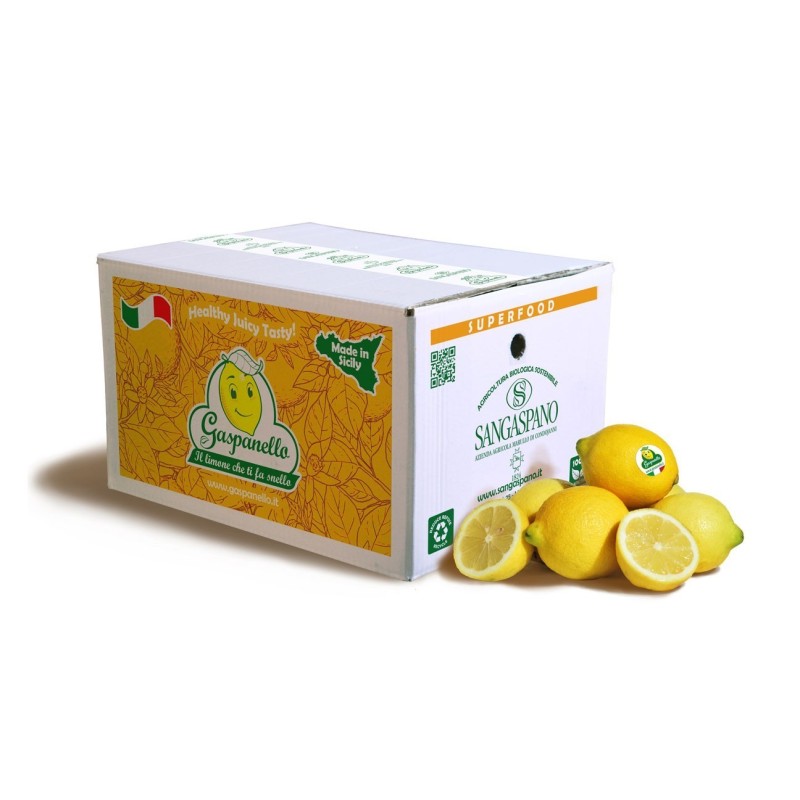 Box with 4 kg of organic lemons