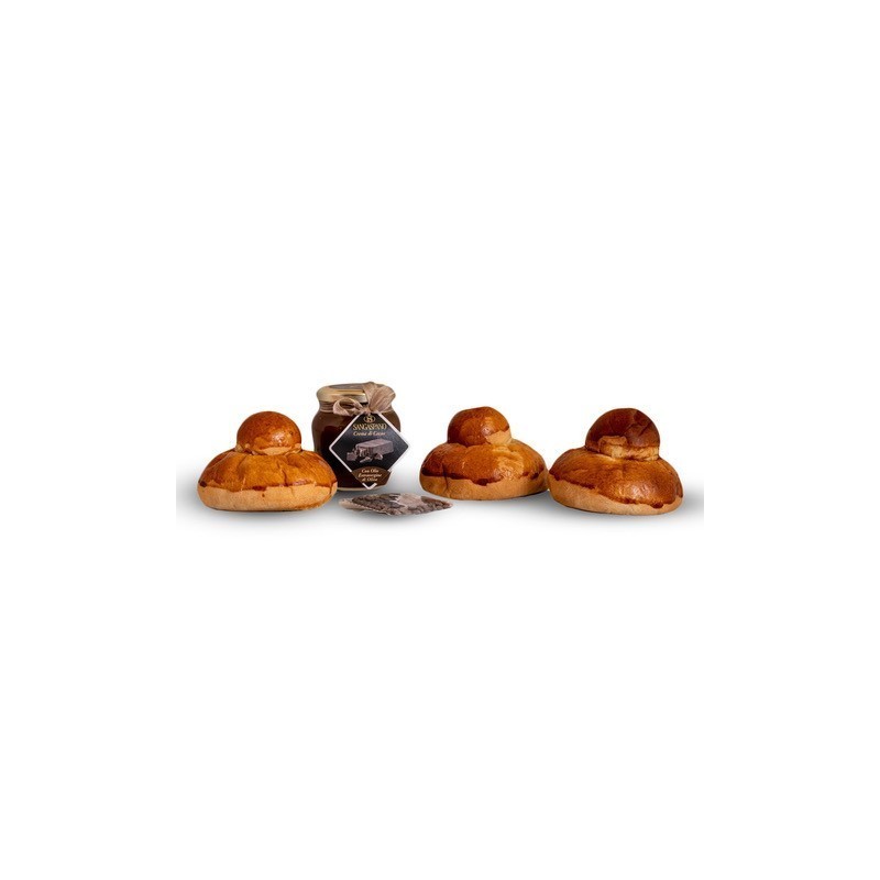 3 Brioches Siciliane col “tuppo” con crema pasticcera